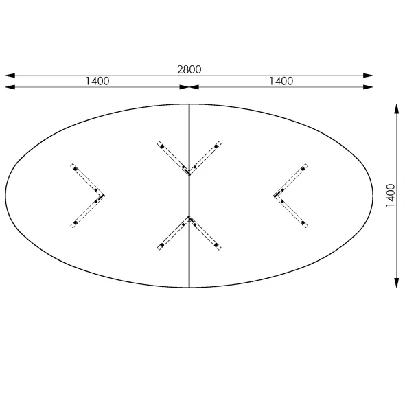 Table de réunion ovale 10 places Majesty - l. 280 x pr. 140 cm - pieds croix