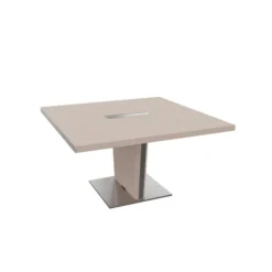 Table de réunion placage bois carrée 4 places Quadri Prestige - l. 141 x pr. 140 cm - avec top access