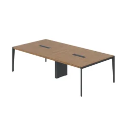 Table de réunion 8/10 places X-Time Wood - l. 281 x pr. 141 cm - piétement métal - plateau placage bois