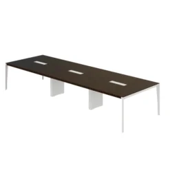 Table de réunion 12/14 places X-Time Wood - l. 421 x pr. 141 cm - piétement métal - plateau placage bois