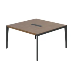 Table de réunion 4 places X-Time Wood - l. 141 x pr. 141 cm - piétement métal - plateau placage bois