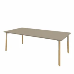 Table de réunion rectangulaire 8 places Nouvelle Vague - l. 210 x pr. 100 cm - 4 pieds bois
