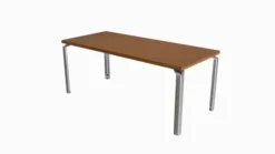 Table de réunion rectangulaire placage bois 6 places Epure Manager - l. 180 x pr. 80 cm - 4 pieds aluminium poli