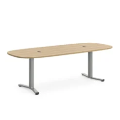 Table de réunion rectangulaire 6/8 places Possilio - pieds T - l. 240 x h. 65-125 x pr. 100 cm -
