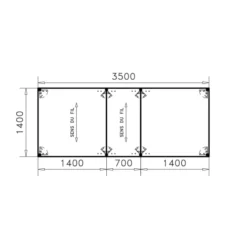 Table de réunion rectangulaire 14 places Alliance - 350 x 140 cm - piétement époxy - plateau ébénisterie