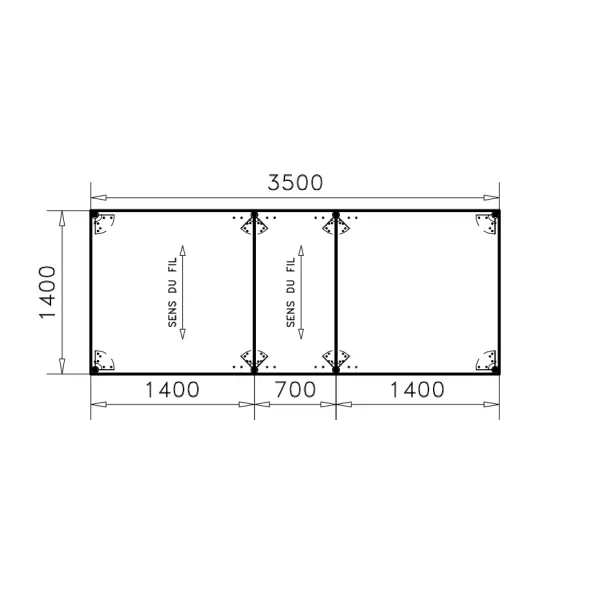 Table de réunion rectangulaire 14 places Alliance - 350 x 140 cm - piétement époxy - plateau ébénisterie