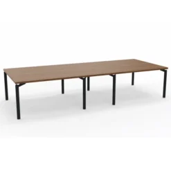 Table de réunion rectangulaire 14 places Alliance - 350 x 140 cm - piétement époxy - plateau ébénisterie