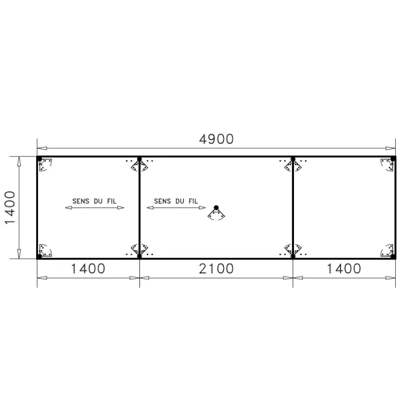 Table de réunion rectangulaire 18 places Alliance - 490 x 140 cm - piétement époxy - plateau mélaminé
