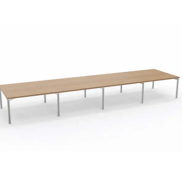 Table de réunion rectangulaire 20 places Alliance - 560 x 140 cm - piétement chrome - plateau mélaminé