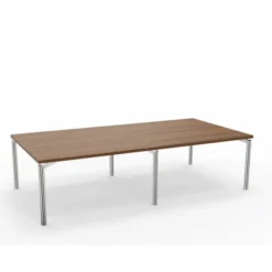 Table de réunion rectangulaire 12 places Alliance - 280 x 140 cm - piétement chrome - plateau ébénisterie