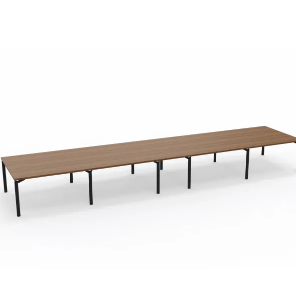 Table de réunion rectangulaire 22 places Alliance - 630 x 140 cm - piétement époxy - plateau ébénisterie