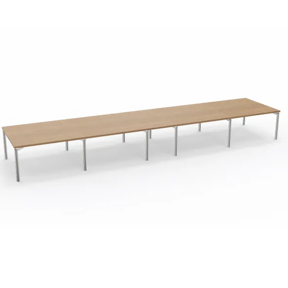 Table de réunion rectangulaire 22 places Alliance - 630 x 140 cm - piétement chrome - plateau mélaminé