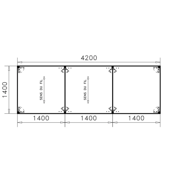 Table de réunion rectangulaire 16 places Alliance - 420 x 140 cm - piétement chrome - plateau mélaminé