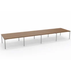 Table de réunion rectangulaire 20 places Alliance - 560 x 140 cm - piétement chrome - plateau ébénisterie