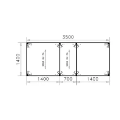 Table de réunion rectangulaire 14 places Alliance - 350 x 140 cm - piétement chrome - plateau ébénisterie