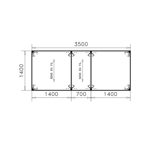 Table de réunion rectangulaire 14 places Alliance - 350 x 140 cm - piétement chrome - plateau ébénisterie