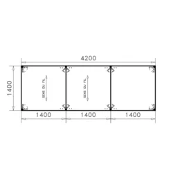 Table de réunion rectangulaire 16 places Alliance - 420 x 140 cm - piétement chrome - plateau ébénisterie