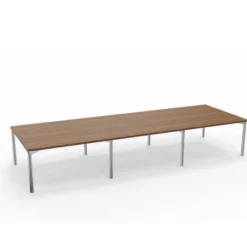 Table de réunion rectangulaire 16 places Alliance - 420 x 140 cm - piétement chrome - plateau ébénisterie