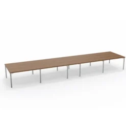 Table de réunion rectangulaire 22 places Alliance - 630 x 140 cm - piétement chrome - plateau ébénisterie