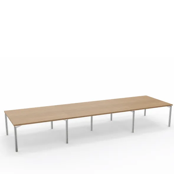 Table de réunion rectangulaire 18 places Alliance - 490 x 140 cm - piétement chrome - plateau mélaminé