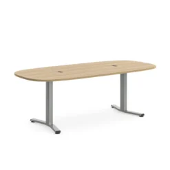 Table de réunion rectangulaire 6 places Possilio - pieds T - l. 220 x h. 65-125 x pr. 100 cm -