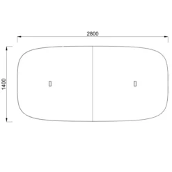 Table de réunion rectangulaire 8 places Possilio - 4 pieds - l. 280 x h. 65-125 x pr. 140 cm -