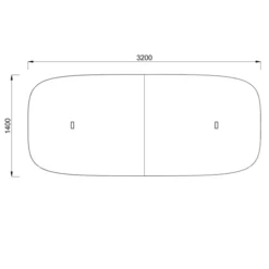 Table de réunion rectangulaire 8/10 places Possilio - 4 pieds - l. 320 x h. 65-125 x pr. 140 cm -