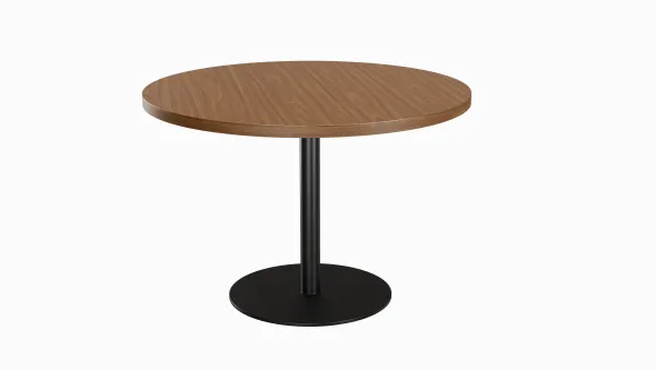 Table de réunion ronde placage bois 4 places Epure Manager - Ø 110 cm - pied central