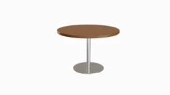 Table de réunion ronde placage bois 4 places Epure Manager - Ø 110 cm - pied central aluminium poli
