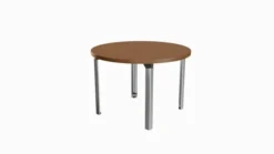Table de réunion ronde placage bois 4 places Epure Manager - Ø 110 cm - 4 pieds - piétement aluminium poli
