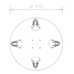 Table de réunion ronde placage bois 4 places Epure Manager - Ø 110 cm - 4 pieds - piétement aluminium poli