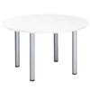 Table de réunion ronde 4 places Excellens - 120 cm plateau blanc - piétement 4 pieds métal coloris gris aluminium