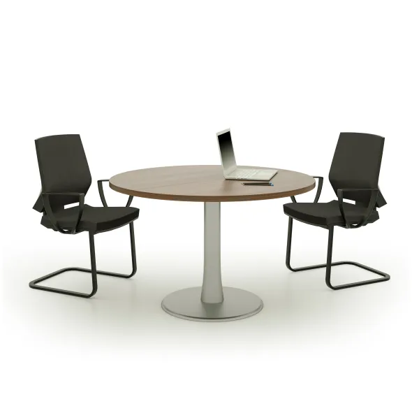 Table de réunion ronde 2/4 places Léandre Manager - piétement central - plateau mélaminé