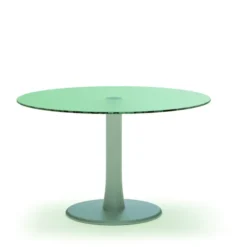 Table de réunion ronde 2/4 places Léandre Manager - piétement central - plateau verre