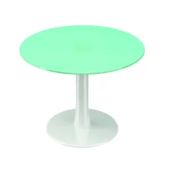 Table de réunion ronde 4 places Léandre Manager - piétement central - plateau verre
