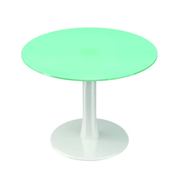 Table de réunion ronde 4 places Léandre Manager - piétement central - plateau verre