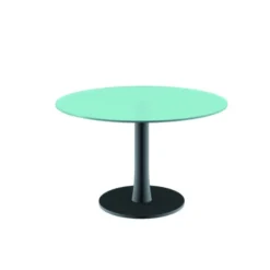 Table de réunion ronde 4 places Léandre Manager - piétement central - plateau verre