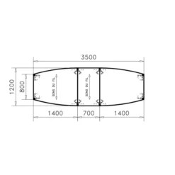 Table de réunion tonneau 12 places Alliance - 350 x 120 cm - piétement époxy - plateau mélaminé
