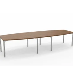 Table de réunion tonneau 12 places Alliance - 350 x 120 cm - piétement chrome - plateau ébénisterie