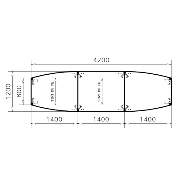 Table de réunion tonneau 14 places Alliance - 420 x 120 cm - piétement époxy - plateau ébénisterie