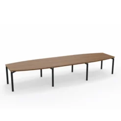 Table de réunion tonneau 14 places Alliance - 420 x 120 cm - piétement époxy - plateau ébénisterie