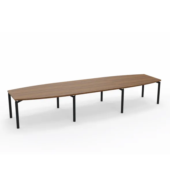Table de réunion tonneau 14 places Alliance - 420 x 120 cm - piétement époxy - plateau ébénisterie