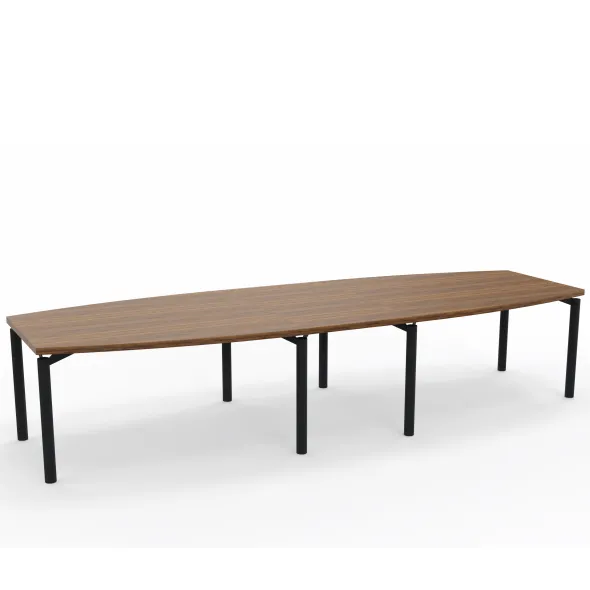 Table de réunion tonneau 12 places Alliance - 350 x 120 cm - piétement époxy - plateau ébénisterie