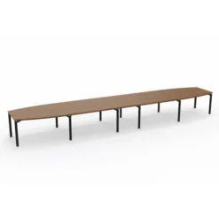 Table de réunion tonneau 20 places Alliance - 630 x 120 cm - piétement époxy - plateau ébénisterie