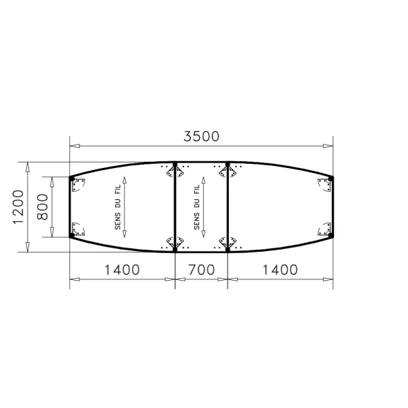 Table de réunion tonneau 12 places Alliance - 350 x 120 cm - piétement chrome - plateau mélaminé
