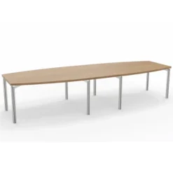 Table de réunion tonneau 12 places Alliance - 350 x 120 cm - piétement chrome - plateau mélaminé