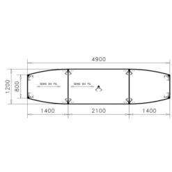 Table de réunion tonneau 16 places Alliance - 490 x 120 cm - piétement époxy - plateau mélaminé
