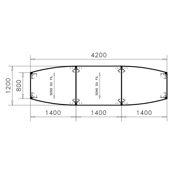 Table de réunion tonneau 14 places Alliance - 420 x 120 cm - piétement époxy - plateau mélaminé