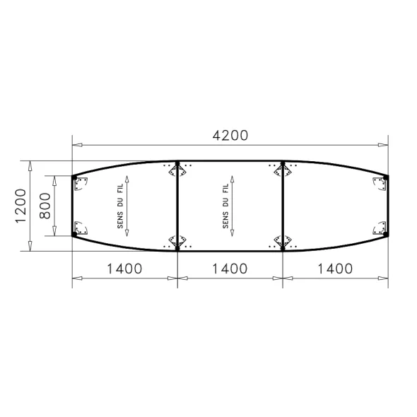 Table de réunion tonneau 14 places Alliance - 420 x 120 cm - piétement chrome - plateau mélaminé