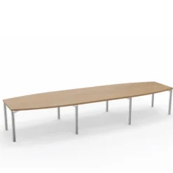 Table de réunion tonneau 14 places Alliance - 420 x 120 cm - piétement chrome - plateau mélaminé